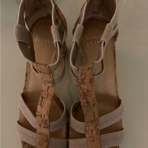 Donald J. Pliner Beige and Cork Sandals NWOT